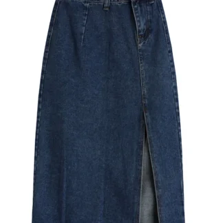 Chic Slit Midi Denim Skirt