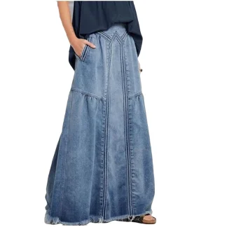 Loose Fit Patchwork Denim Skirt