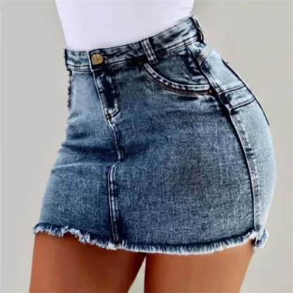 Acid Washed Mini Denim Skirt - Image 5