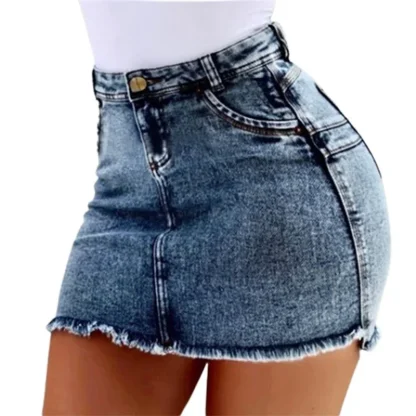 Acid Washed Mini Denim Skirt - Image 2