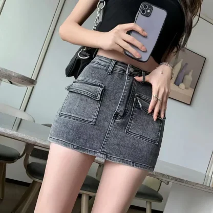 Front Pocket Mini Denim Skirt - Image 6