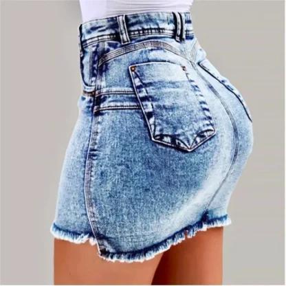 Acid Washed Mini Denim Skirt - Image 3