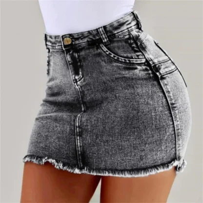 Acid Washed Mini Denim Skirt - Image 4